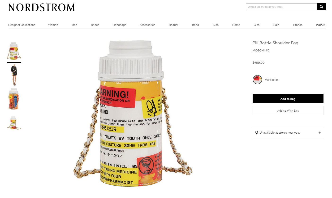 Clothing and accessories with prescription pill design upsets